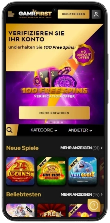 GamrFirst Anmeldung - offizielle Schweizer Casino Website